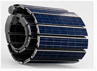 Rigid solar slats rolled into a cylinder
